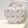 Cute Love Storage Bag Large Capacity Stylish Floral Pattern Makeup Bag Quilting Cotton with Handle Cosmetic Organizer