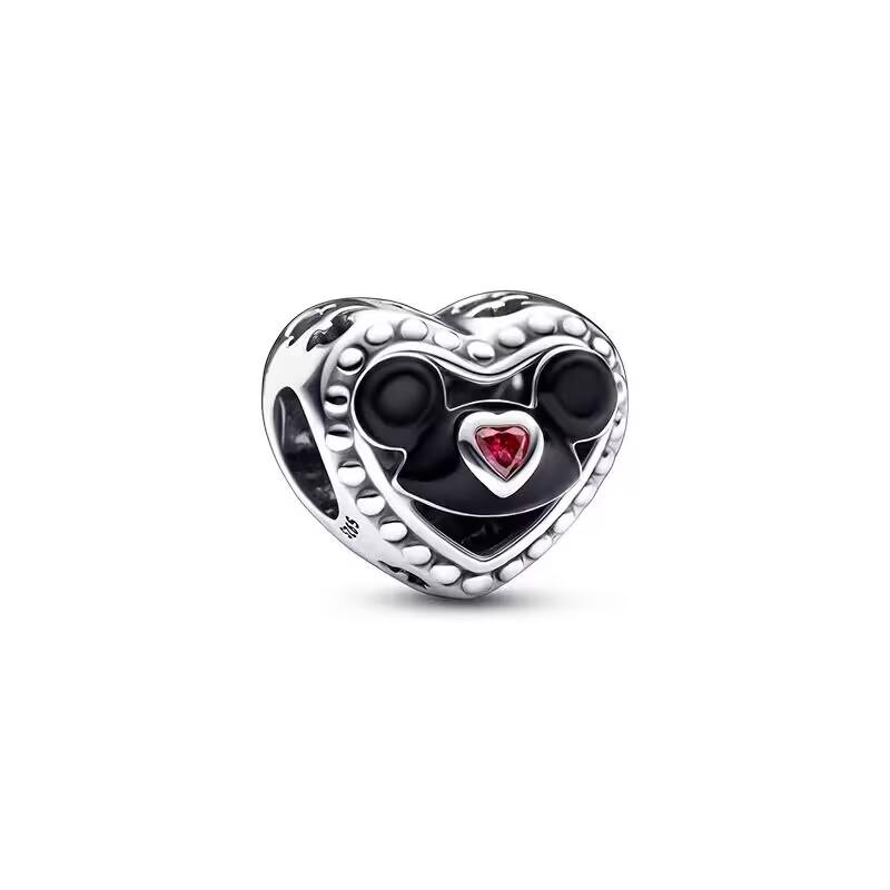 925 Silver Mickey Mom Minnie Clip Stitch Charms Bead Fit Bracelets DIY Women Jewelry