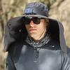 Solar Fan Hat with Neck Flap USB Rechargeable UV Protection Cooling Fan Fishing Hat Foldable Men