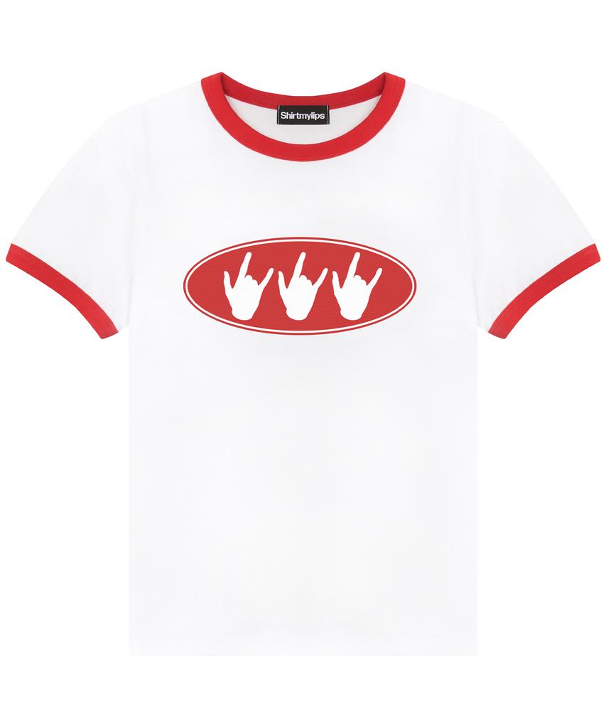 SHIRTMYLIPS Белая футболка с тремя полосками 'N' Roll Ringer