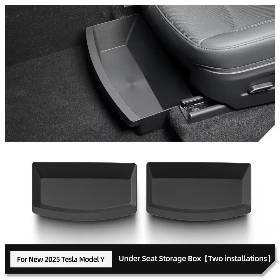 For Tesla Model Y Juniper 2025 2026 Underseat Storage Box Organizer Front Under Seat Waterproof Umbrella Bin Anti-slip Accessrie
