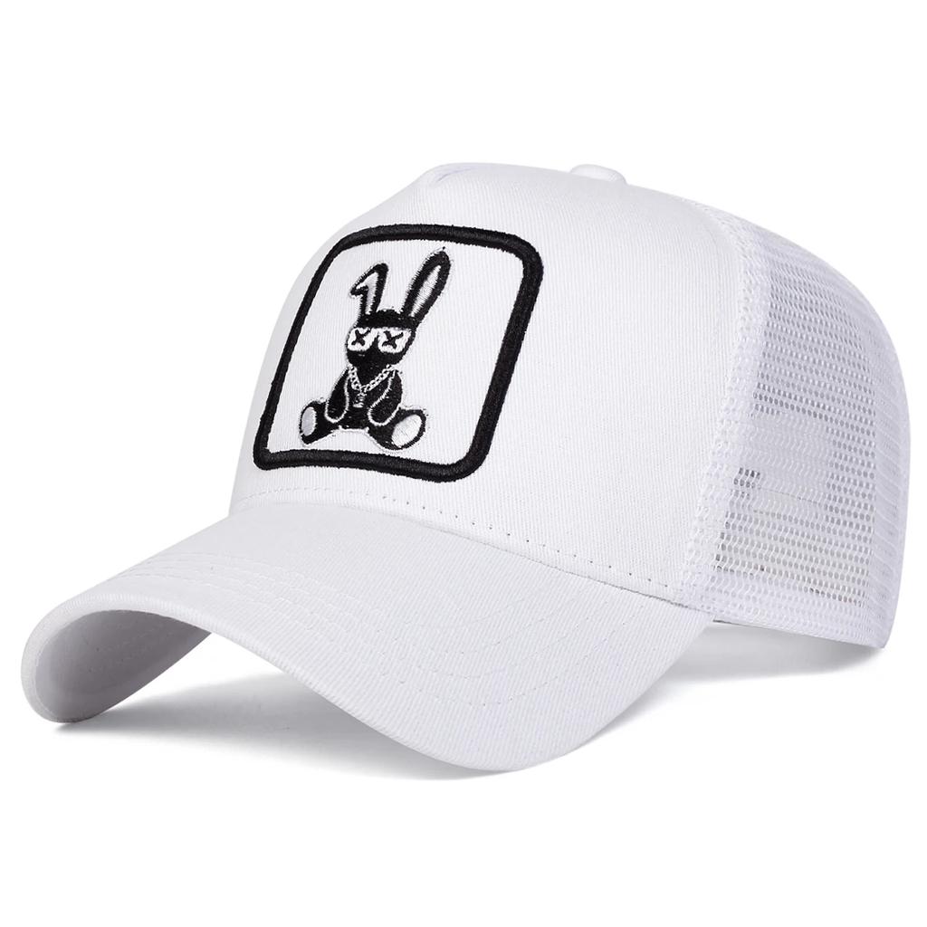 Unisex Cartoon Rabbit Embroidery Baseball Net Caps Outdoor Adjustable Spring and Summer Casual Sunscreen Hat
