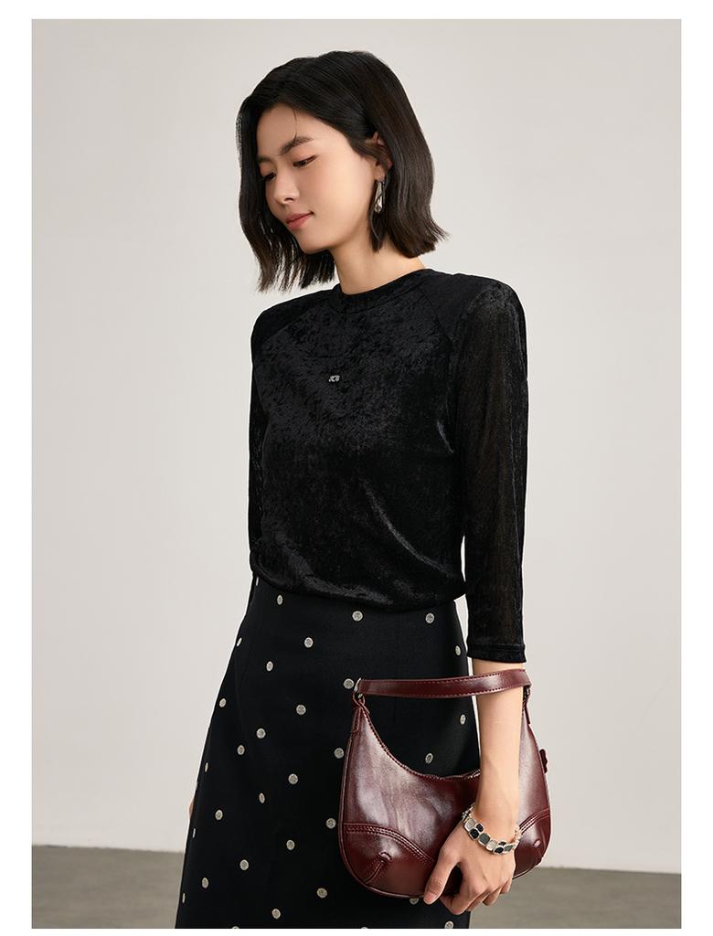 Elegant Velvet Versatile Small Shirt