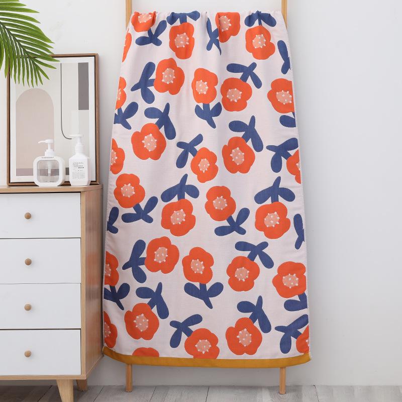 Extra Large Cotton Gauze Cartoon Bath Towel - Soft, Quick-Drying for Adults & Kids