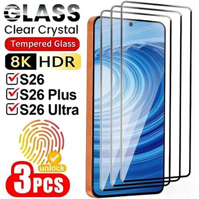 3 шт. Ультрапрозрачное закаленное стекло для Samsung Galaxy S26 S25 S24 S23 Ultra S22 S21 Plus S25 S26 Edge Защитное стекло для экрана с защитой от царапин