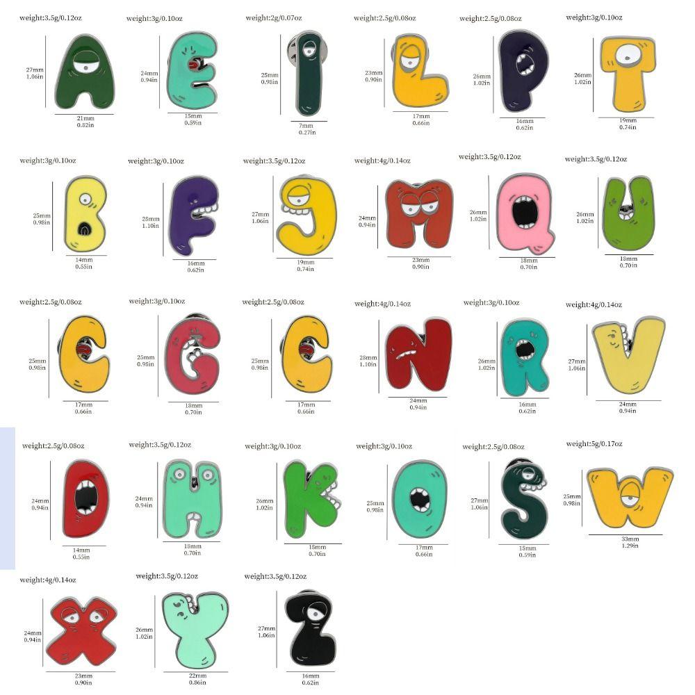 Cute Funny Alphabet Brooches Creative Cartoon Brooch Badges 26 Letter Enamel Pins  Backpack Decor