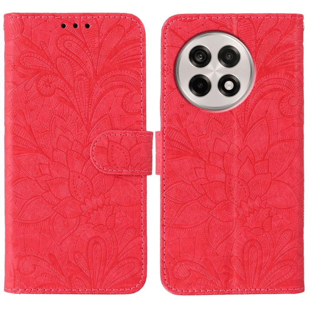For OnePlus Ace 5 5G/Ace 5 Pro 5G/13R 5G Case Lace Flowers PU Leather Flip Wallet Phone Cover with Wrist Strap