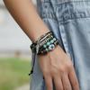 Браслет Многослойный бисерный браслет из коровьей кожи с голубыми глазами, регулируемый браслет