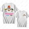 Аниме-футболка Powerpuff Girls Модная Каваи Женская одежда Круглый вырез Летняя Хлопковая Футболка с коротким рукавом Ретро Тренд Крутые Уличные Топы