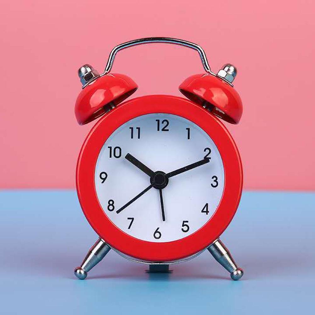 Alarm Clock Classic Double Bell Glass Lens PVC Clock Face