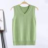 Women Knitting Vest V-Neck Sleeveless Ribbed Trim Solid Color Vest Tops Autumn Winter Loose Fit Knitwear