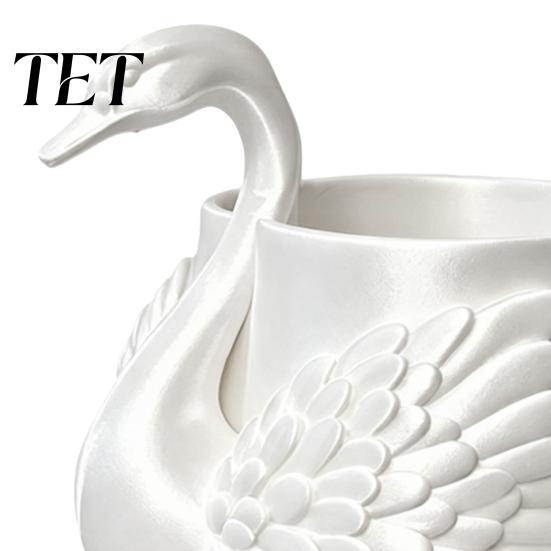 Office Supplies Storage Elegant Swan Pen Holder, Durable PLA Pencil Organizer, Decorative Large Modern Stationery Capacity Container for Makeup