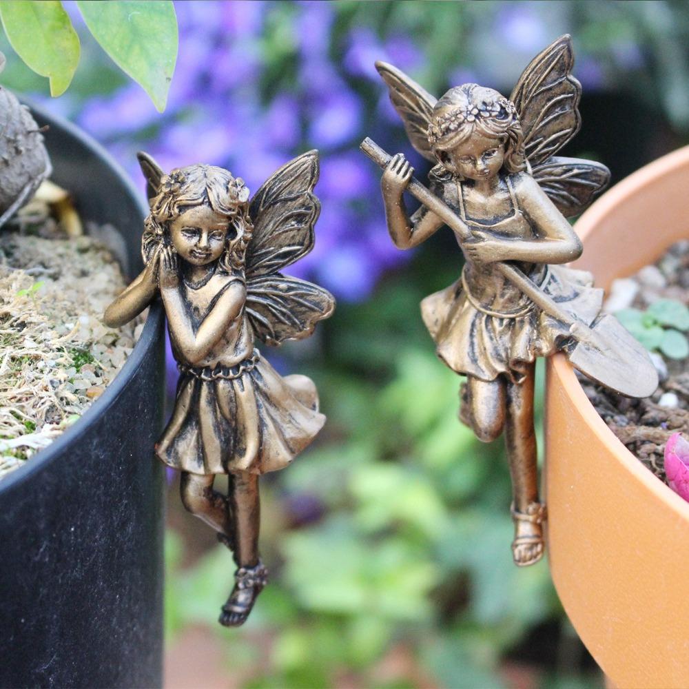 Имитация медного цветка Фея Статуэтка Набор Мультяшная Фея Подвесные Украшения Гостиная Спальня