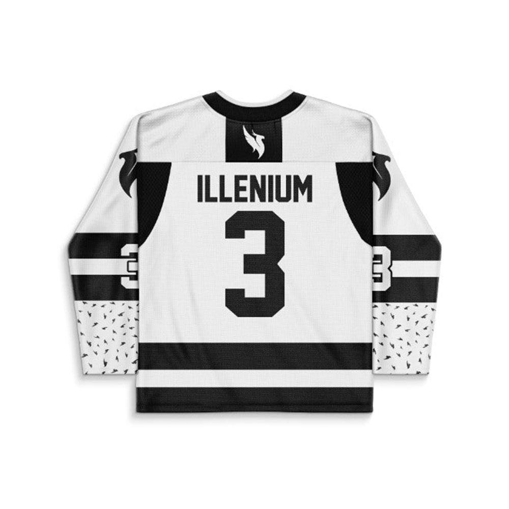 Illenium White Black Clean Logo Rave Hockey Jersey Long Sleeve V-neck T-shirt Unisex Streetwear Graphic Full Print Tshirts
