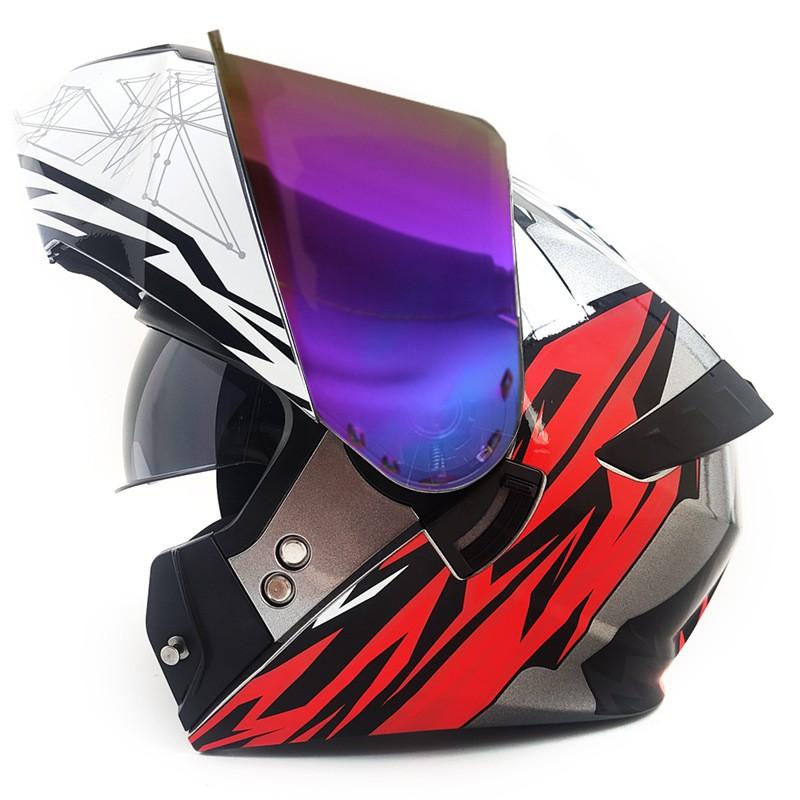 Full Face Motorcycle Helmet With Flip-Up Visor Dual Lens Use ABS Adult Safety Commuting