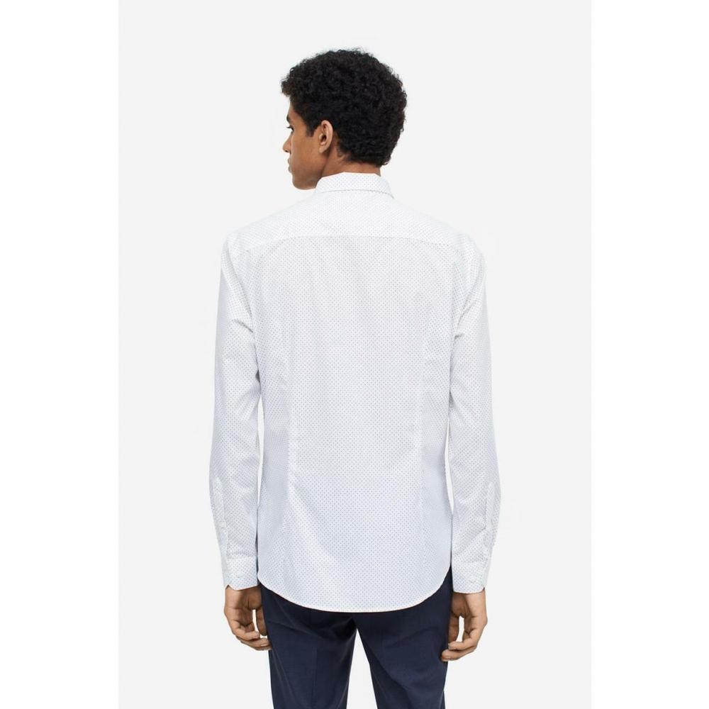 H M Easy Care sliM Fit sHirt wHite Black Dot 0976709002