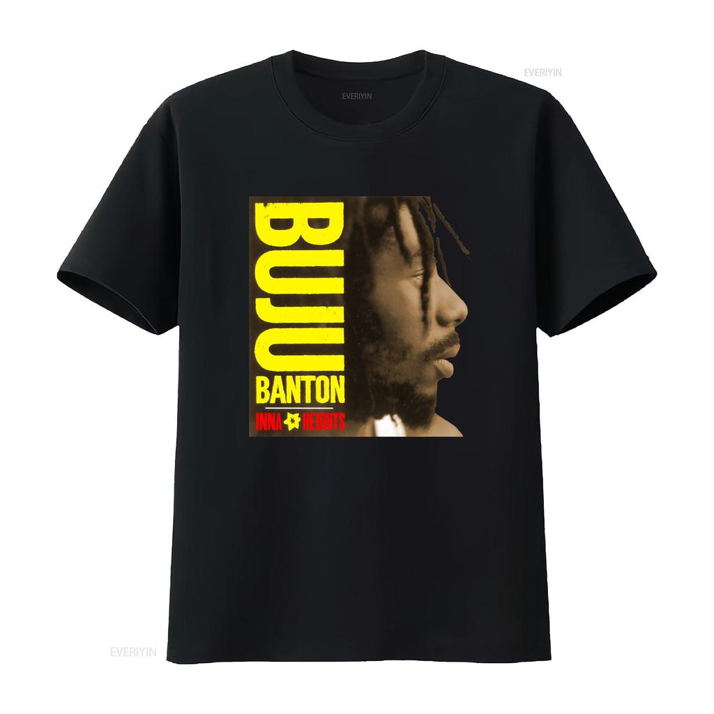 Rare Buju Banton Rap T Shirt Inna Heights Design Unique Streetwear For Unisex Vintage Breathable Stretched Versatile