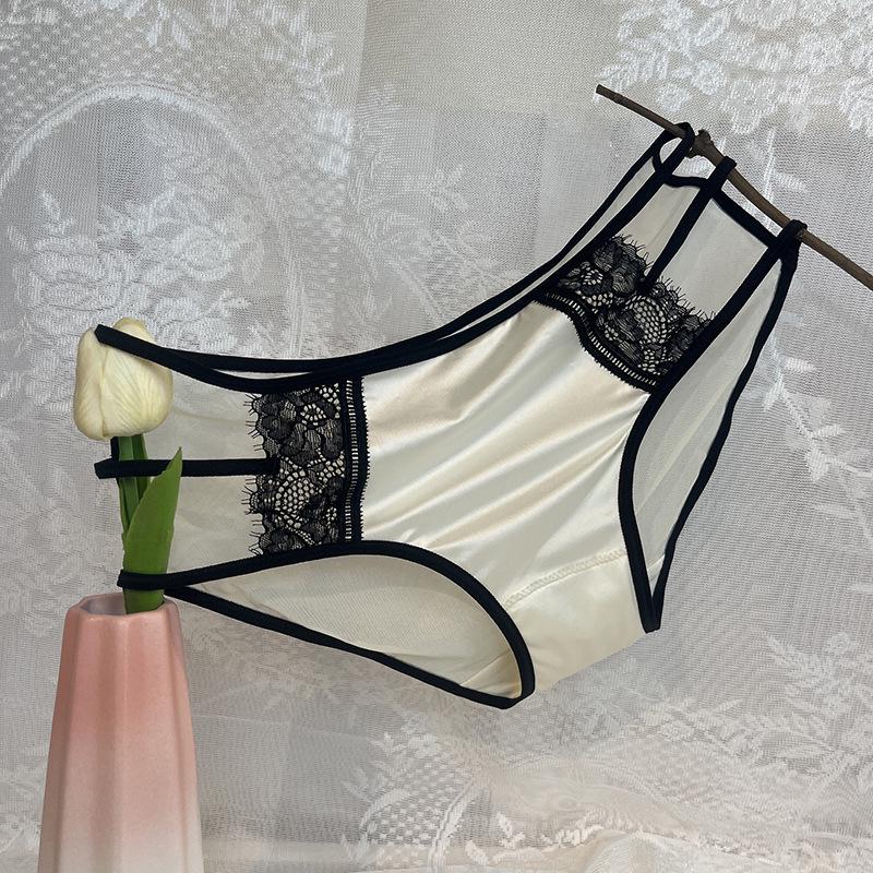 Женские сексуальные атласные кружевные трусики - дышащие, удобные, бесшовные, тонкие, с промежностью из чистого хлопка