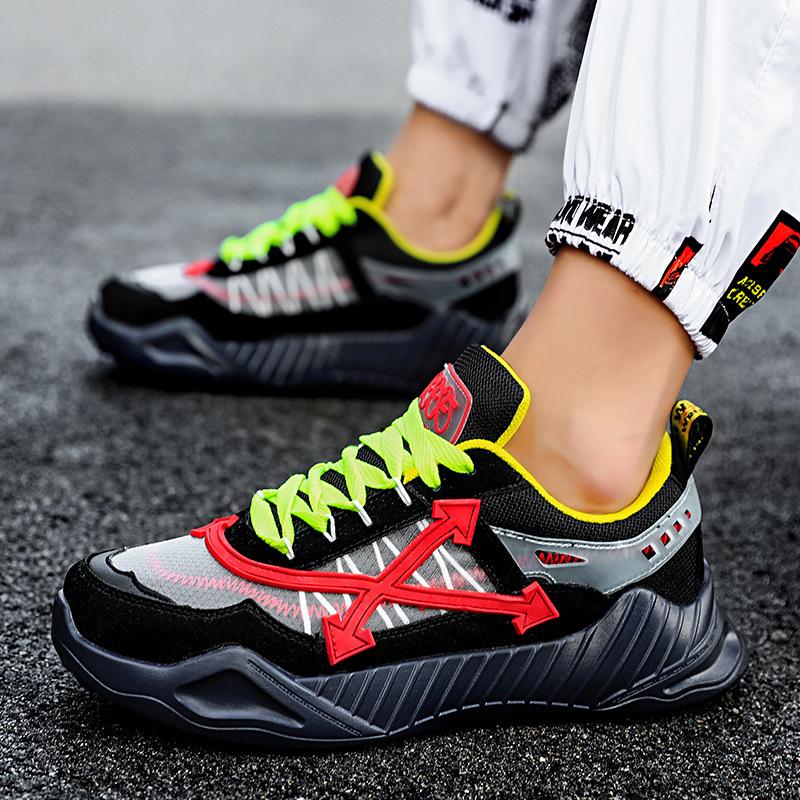 Europe Station Four Seasons Men's Shoes Green Daddy Shoes Flow ins Wind Arrow Shoes Fashion Low Top Board Shoes