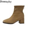 Fashion Vintage Women Slim Ankle Boots Fashion Elegant Square Toe Shoes Autumn High Heel Women's Short Booties