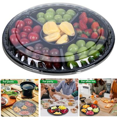 10 шт. коробка для хранения фруктов с крышкой пластиковый круглый поднос для закусок с фруктами 6 отделений блюдо для подачи еды для вечеринки