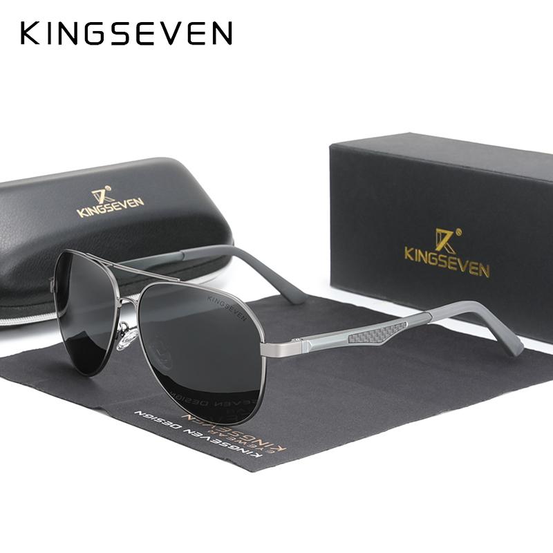 Kingseven 2021 мужские поляризационные солнцезащитные очки для вождения, алюминиевые дужки, солнцезащитные очки-пилоты для мужчин, UV400, антибликовые очки в стиле ретро