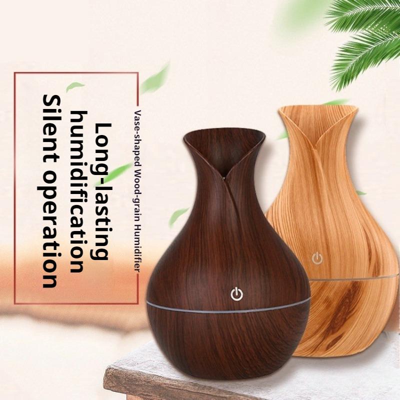 200ML Wood Grain Essential Oil Diffuser Air Humidifier USB 7 Color Light Spray Aromatherapy Humidificador for Home Office Car