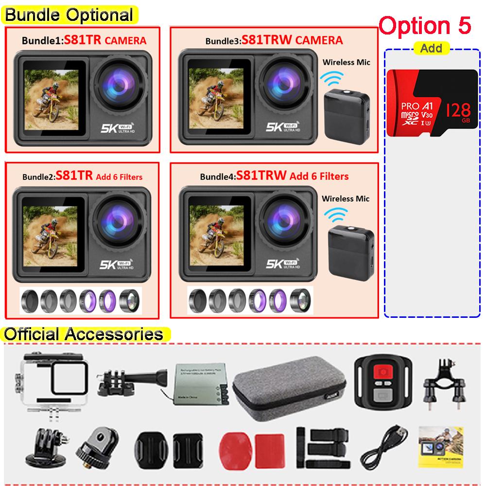 2-дюймовая IPS-камера с двумя экранами, видео 5K 30 кадров в секунду, 4K 60 кадров в секунду, 48 МП, EIS-видео, дополнительный фильтр, веб-камера 1080P, видеоблог, WiFi, спортивная камера