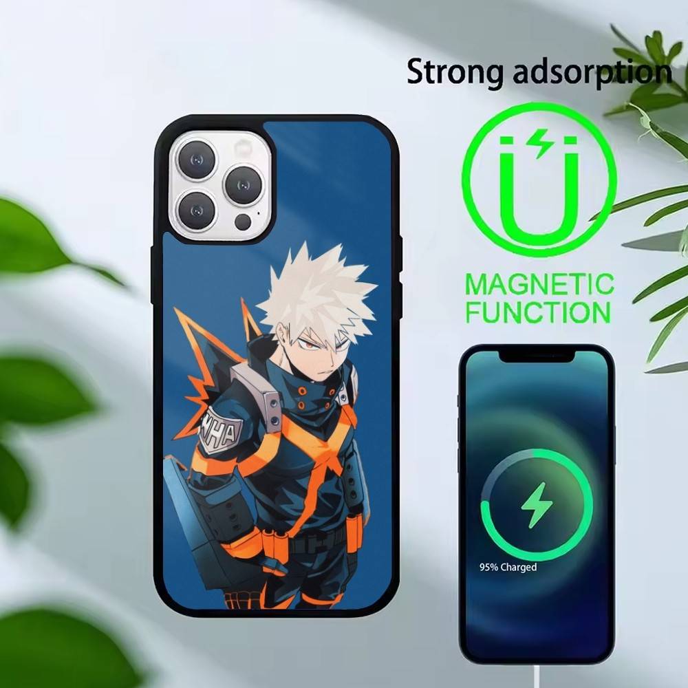 Чехол для телефона Katsuki Bakugo E-Hero Academia Для iPhone 17,16,15,14,13,Pro,Max,Plus, Магнитный Для Magsafe Беспроводной Зарядки