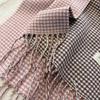 Women's Nordic Simple Houndstooth Plaid Scarf, English Shawl, Reversible Tassel Check Scarf
