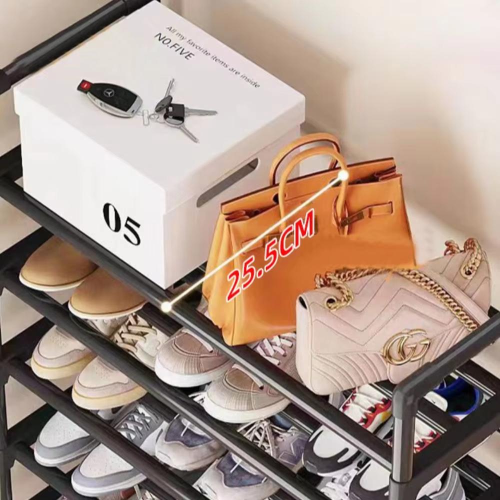 Простая полка для обуви Черная приподнятая полка для обуви Простая многослойная тумба для обуви Малая занимаемая площадь и высокая грузоподъемность