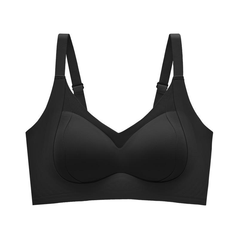 Women Comfortable Seamless Fixed Cup Wireless Gathering Anti Sag Daily Bra