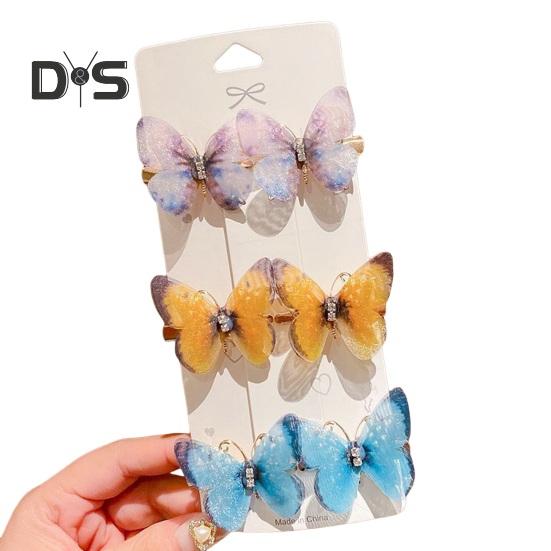6Pcs Butterflies Decor Hair Clip Rhinestone Embellished Girl Princess Hair Pin Animal Shape Hair Pin Hair Accessories