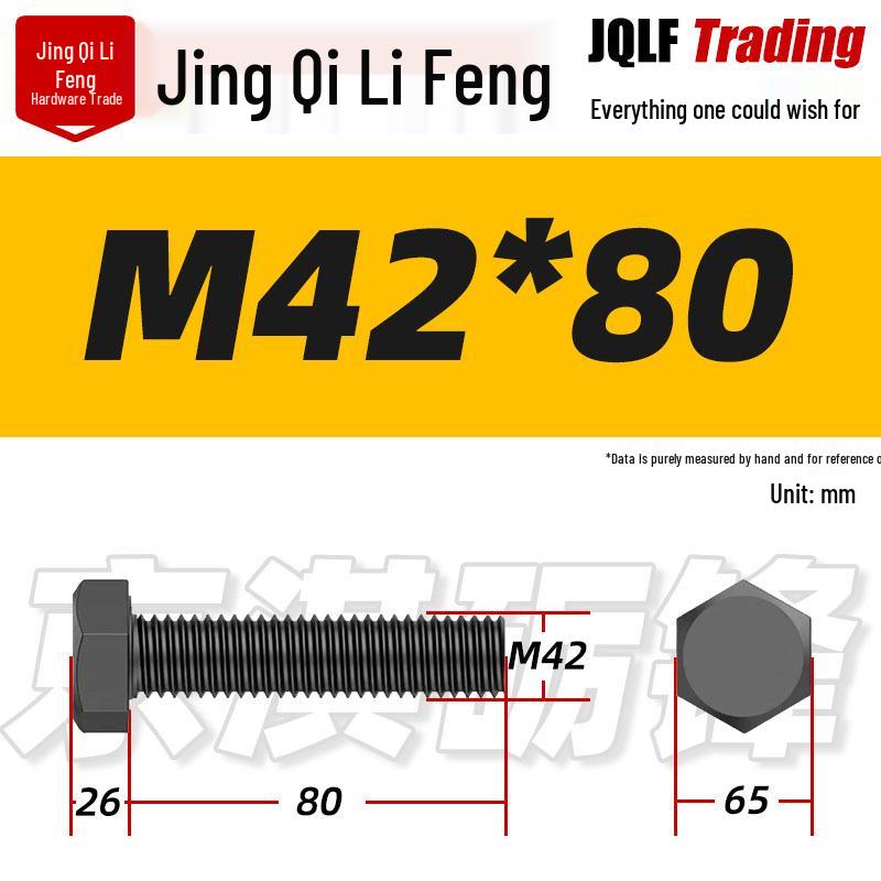 12.9 Grade High-Strength Blackened Hex Bolt M22-M48