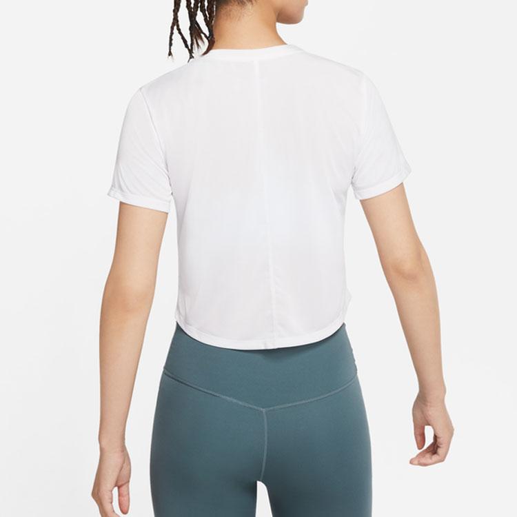 Nike Dri-FIT One Printed Logo Однотонная футболка с коротким рукавом для женщин, топы белого цвета DD4955-100