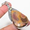 Natural Bamboo Jasper, Citrine Gemstone 925 Sterling Silver Pendant 2.96" P4H50