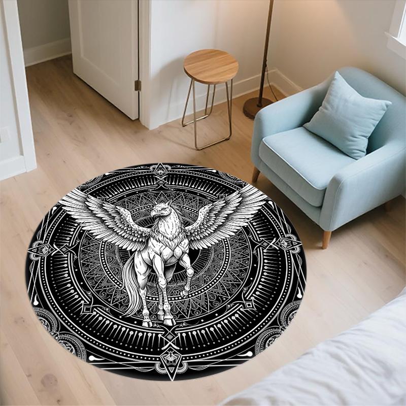 Griffin,Round Area Rug,Carpet Rug for Living Room Bedroom Sofa Playroom Decor,Non-slip Floor Mat