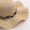 Elegant Women's Sun Hat with Mesh Trim & Faux Pearl Ribbon - Wide Brim, UV Protection Straw Beach Cap for Travel
