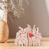 Wooden Elephant Family Puzzle Ornament Love Heart Mother Father Baby Elephant Jigsaw Table Sign Home Office Desktop Decoration