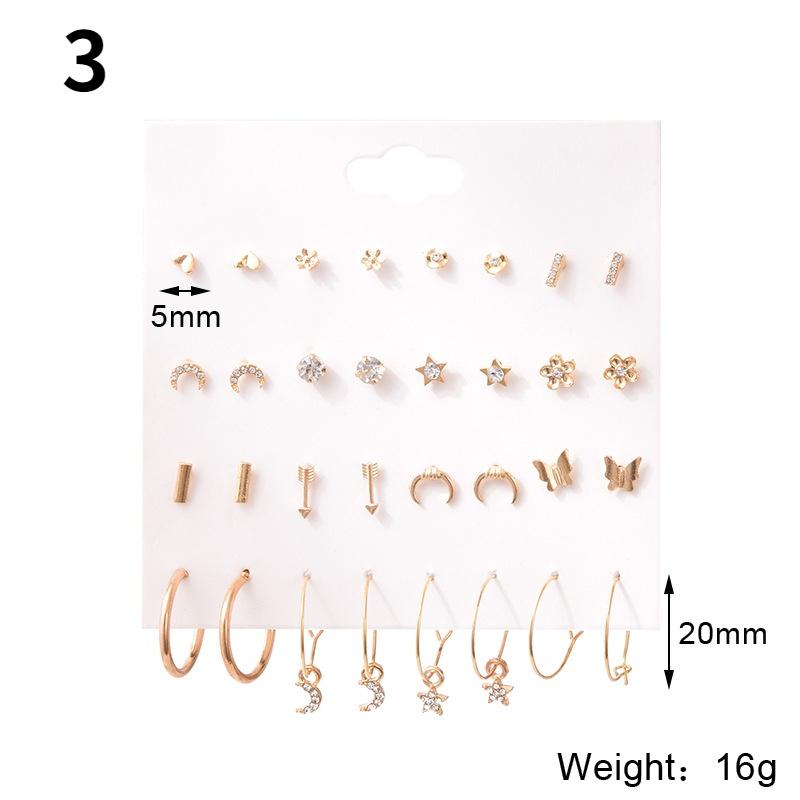 16 пар/компл. женские серьги-гвоздики, жемчужные серьги для женщин, богемные модные украшения, серьги-гвоздики с геометрическим кристаллом и сердцем, новинка