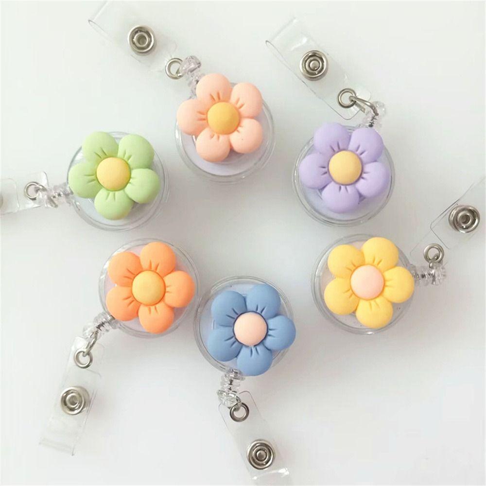 Держатель для значка с изображением флоры и цветка, выдвижная легкая пряжка, офисные школьные принадлежности