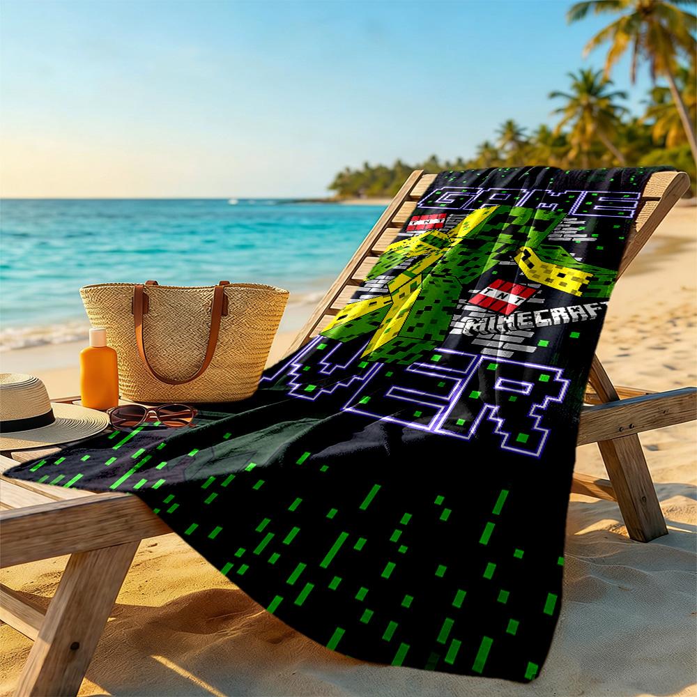 Minecraft Beach Towel Super Soft Microfiber Quickdry Fabric Comfortable Lightweight Perfect for Traveling Yoga Camping and Swimming
