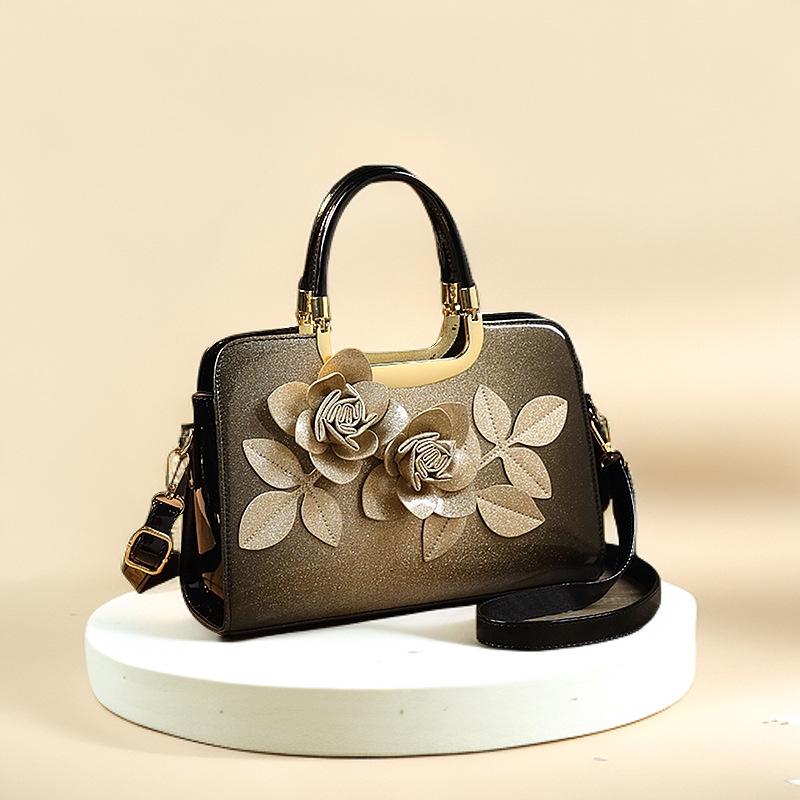 Градиентный цвет 3D аппликация глянцевая лакированная кожа сумка-тоут через плечо