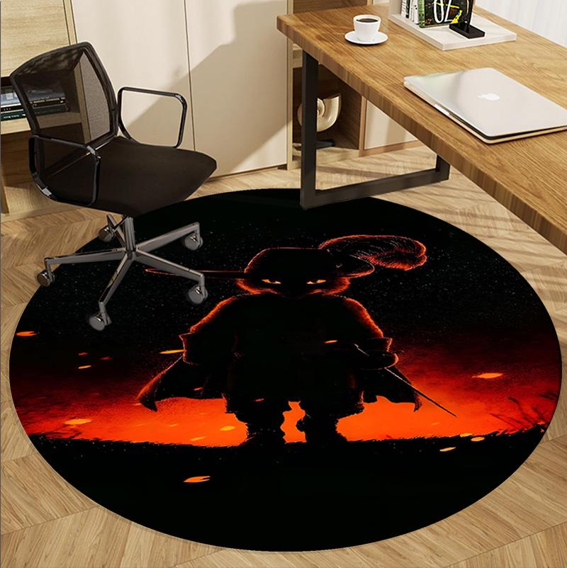 Puss in Boots Pattern Round Rug, Indoor/Outdoor Mat, for Picnic, Gameroom, Bedroom, Office, Living Room, Home Decor Carpet, Birthday Gift