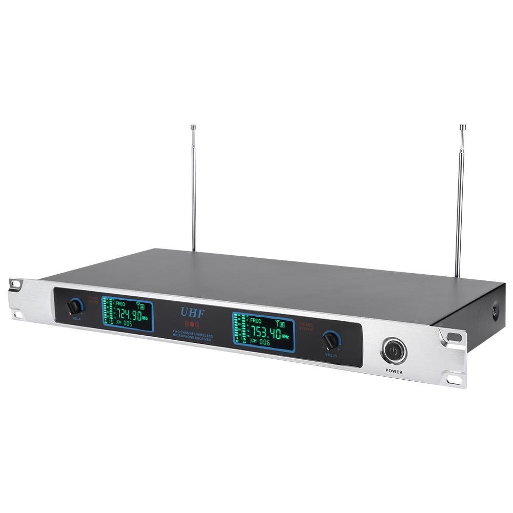 Двойной профессиональный беспроводной микрофон UHF для выступления на свадьбе в баре с приемником