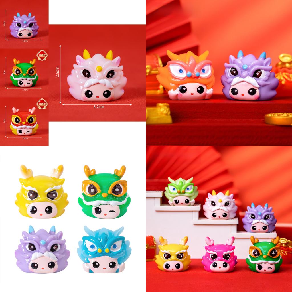 Adorable Year Of The Dragon Resin Figurine Cute Cartoon Desk Decor In Multiple Colors