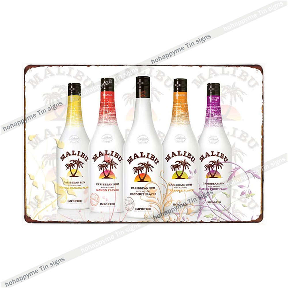 Малибу Жестяная Табличка Ром Металлическая Картина Табличка Для Бара Паба Клуба Кафе Наклейка На Стену Украшение Семейный Постер Тарелки 20x30см