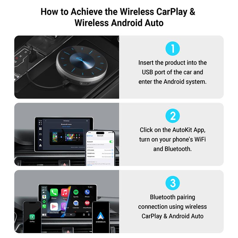 OTTOCAST P3 Android AI Box for Youtube Netflix Wireless CarPlay Android Auto TV Box for HDMI Out Car Accessories Gift for Men