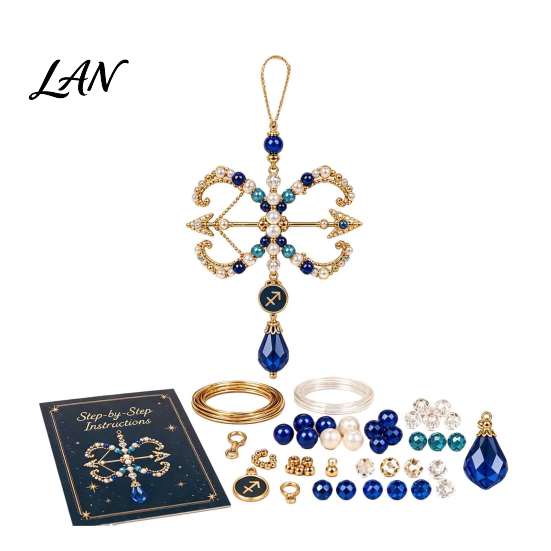 Mother Daughter Craft Projects 12 Zodiac Blessing Beaded Ornament DIY Kit, Beginner Friendly Sign Custom Symbol Keepsakes Beading Set, Hanging