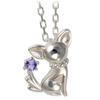 Ожерелье с камнями по дате рождения на выбор, серебряный кулон Чихуахуа [Future Angel] для женщин [Собака] (Декабрьский танзанит)
